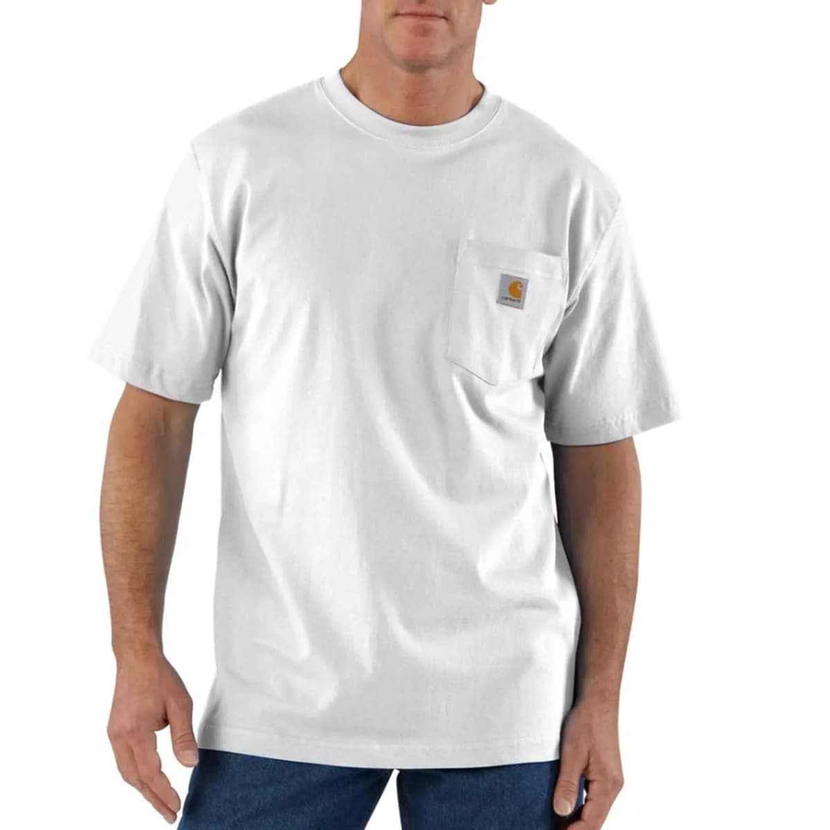 Carhartt K87 LOOSE FIT HEAVYWEIGHT SHORT-SLEEVE POCKET T-SHIRT American Vintage Logo Pocket Round Neck T-Shirt Men's White 3