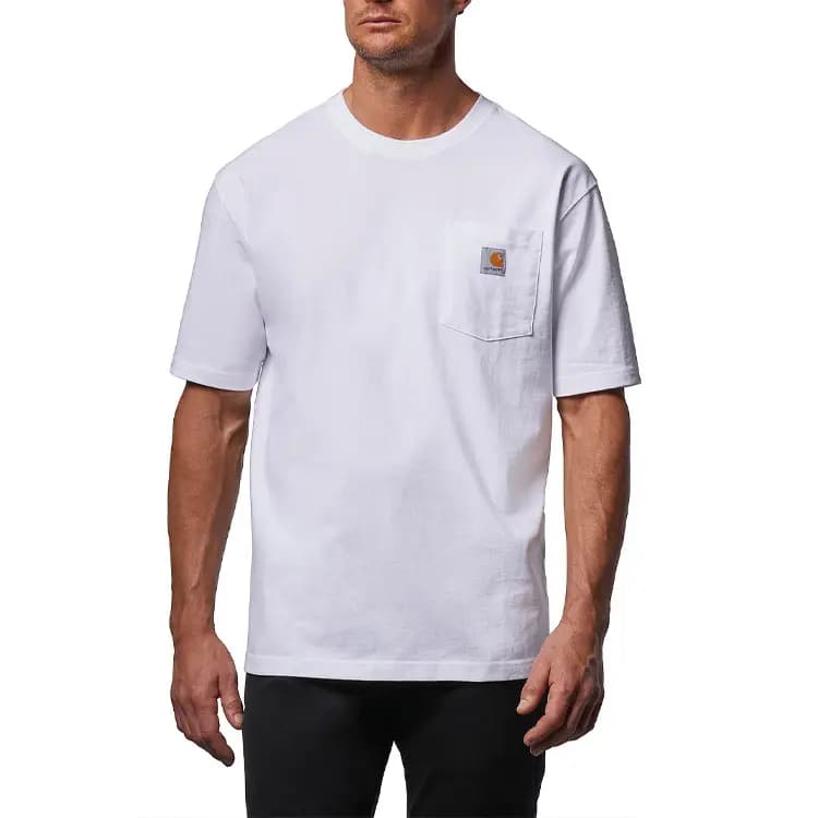 Carhartt K87 LOOSE FIT HEAVYWEIGHT SHORT-SLEEVE POCKET T-SHIRT American Vintage Logo Pocket Round Neck T-Shirt Men's White 4