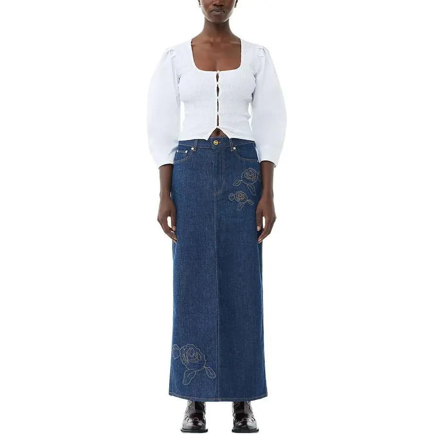 GANNI Rose Denim Maksi Ətək 2