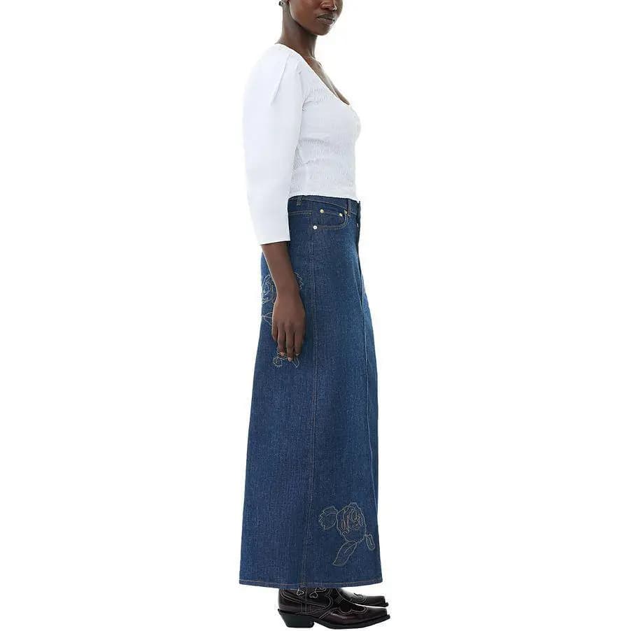 GANNI Rose Denim Maksi Ətək 4