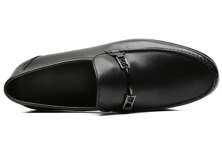 S.T. Dupont Calfskin Leather Comfortable Loafers Men's Black 3