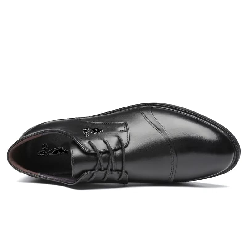 British Knight Classic Versatile Soft Comfortable Slip-Resistant Commuter Trendy Versatile Genuine Leather Young Casual Lace-Up Height-Increasing Business Dress Shoes Men's Black 14