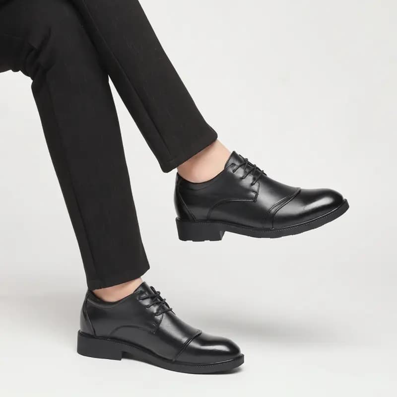 British Knight Classic Versatile Soft Comfortable Slip-Resistant Commuter Trendy Versatile Genuine Leather Young Casual Lace-Up Height-Increasing Business Dress Shoes Men's Black 10