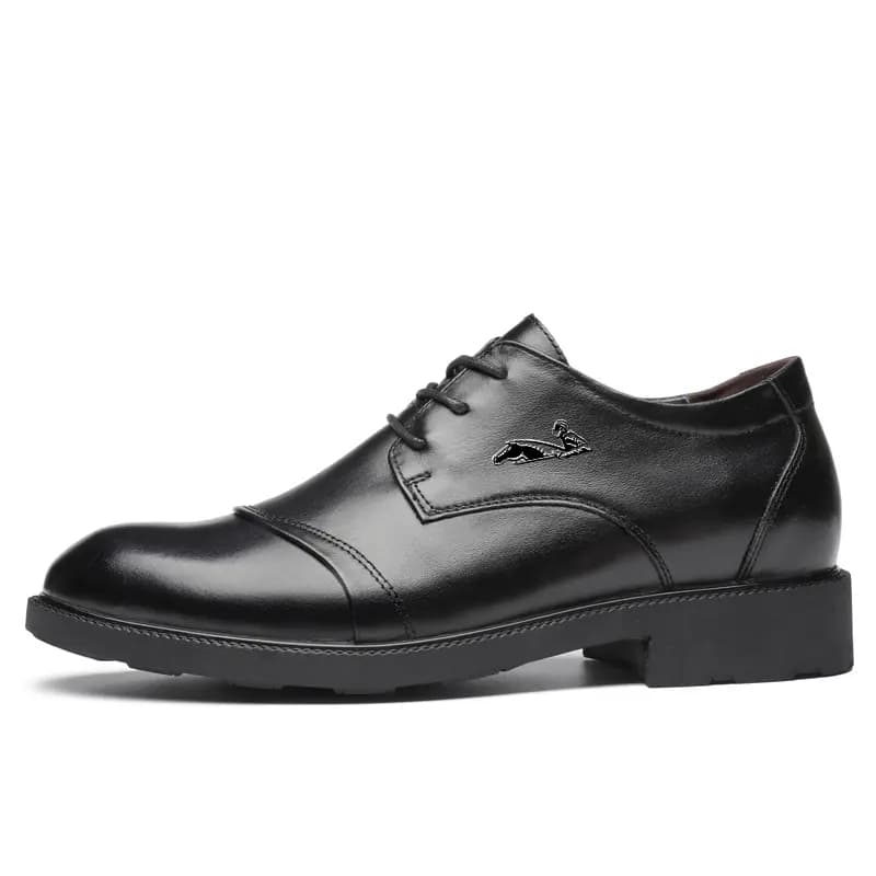 British Knight Classic Versatile Soft Comfortable Slip-Resistant Commuter Trendy Versatile Genuine Leather Young Casual Lace-Up Height-Increasing Business Dress Shoes Men's Black 11