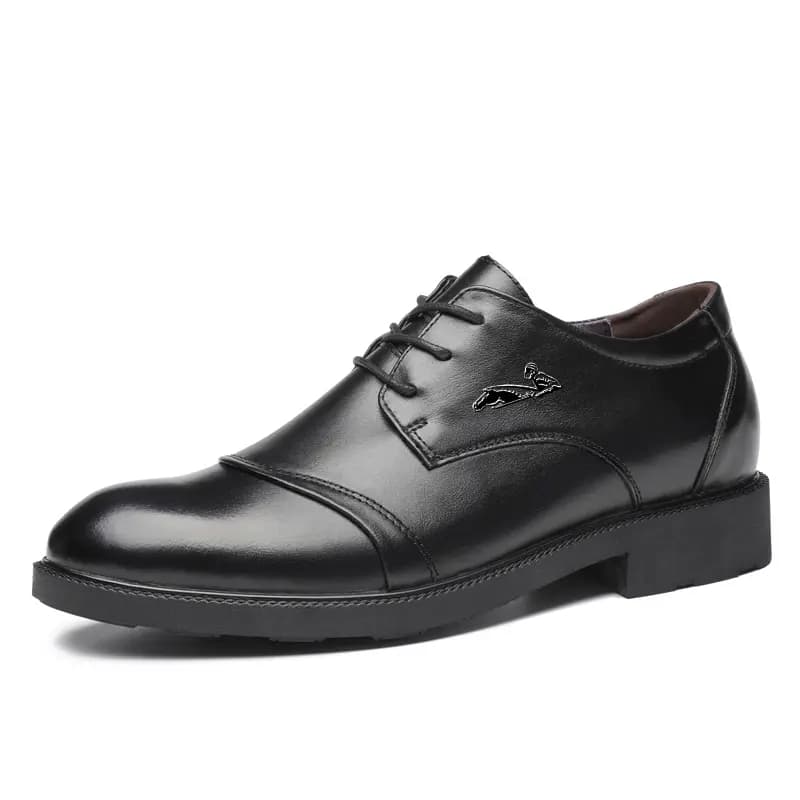 British Knight Classic Versatile Soft Comfortable Slip-Resistant Commuter Trendy Versatile Genuine Leather Young Casual Lace-Up Height-Increasing Business Dress Shoes Men's Black 24