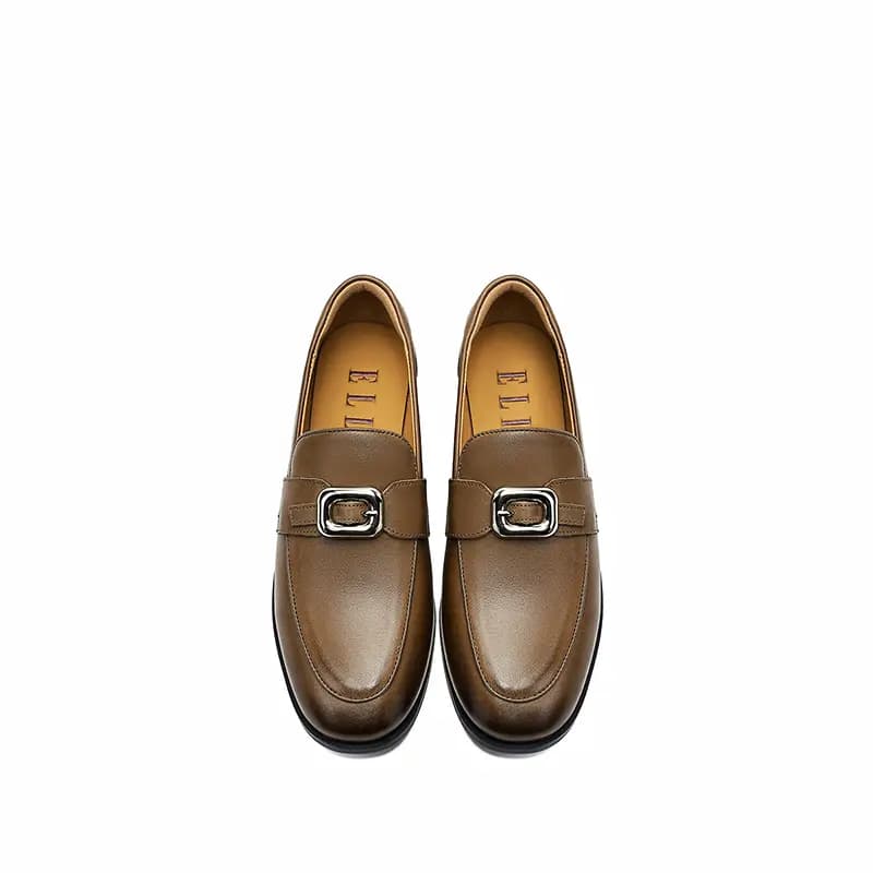 ELLE Calfskin Leather Fashion Comfortable Loafers 2cm Women's 10