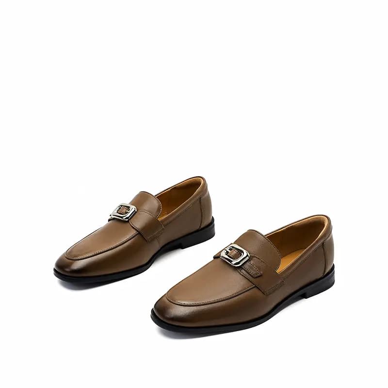 ELLE Calfskin Leather Fashion Comfortable Loafers 2cm Women's 8