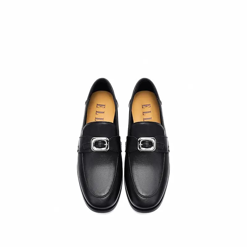ELLE Calfskin Leather Fashion Comfortable Loafers 2cm Women's 4