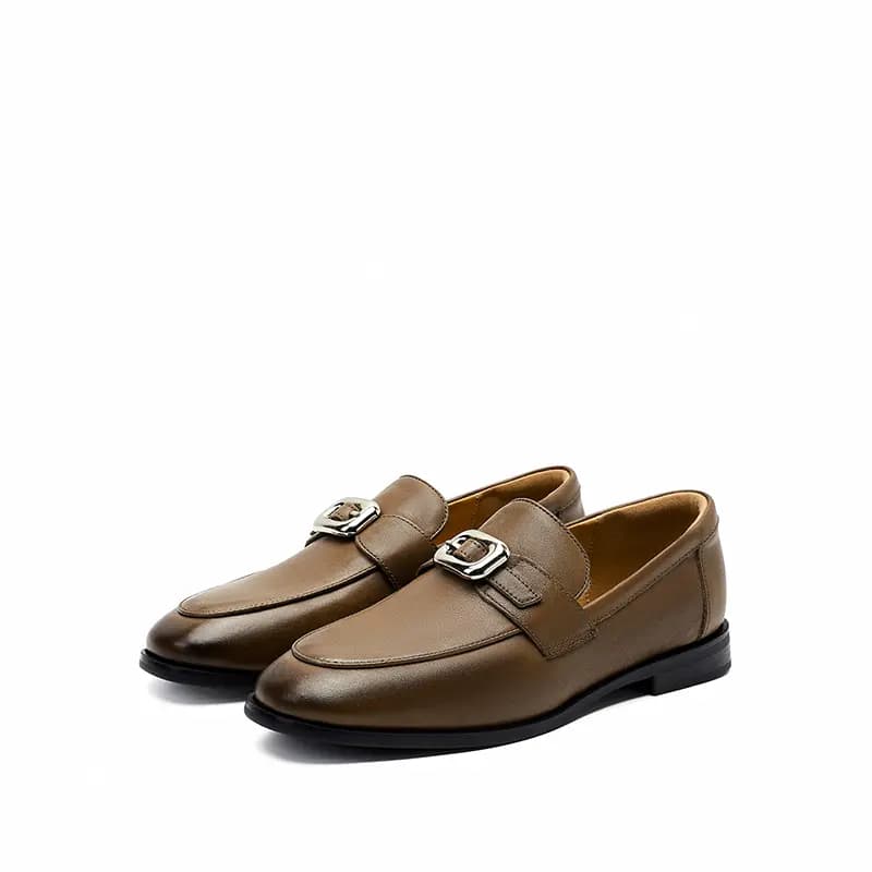 ELLE Calfskin Leather Fashion Comfortable Loafers 2cm Women's 9