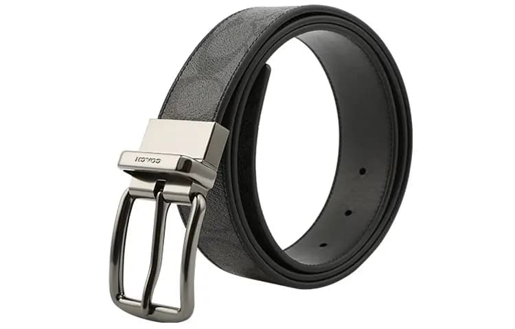 COACH PVC Leather Belts Men's Charcoal Gray Width: 3.8cm 2