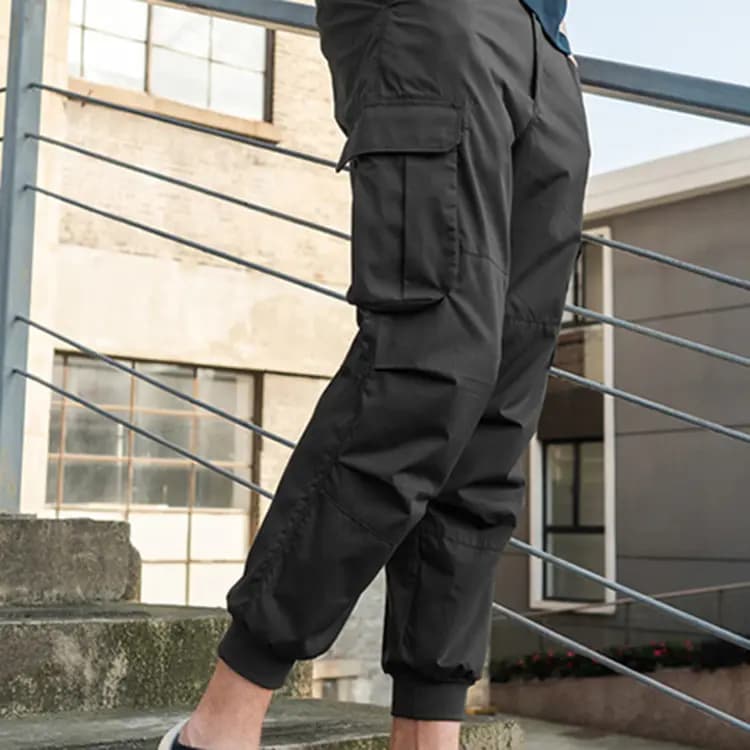Dickies Multi-Pocket Ribbed Cuff Cargo Casual Pants Men's Black 4