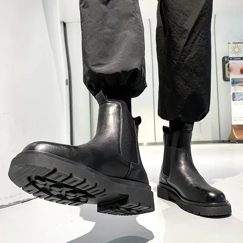 V ZERO FIVE Short Chelsea Boots Men's Black 5