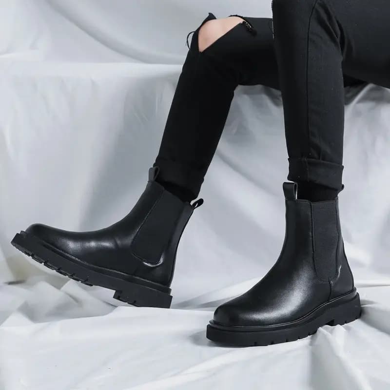 V ZERO FIVE Short Chelsea Boots Men's Black 6