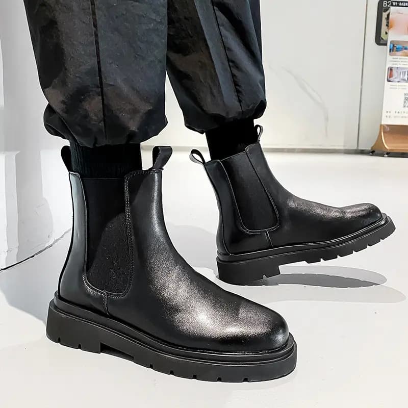 V ZERO FIVE Short Chelsea Boots Men's Black 4