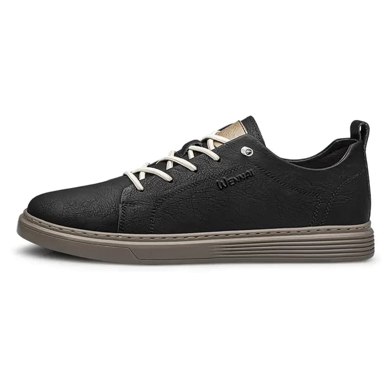 Wennai Cowhide Leather Classic Comfortable Breathable Fashionable Simple Anti-Slip Wear-Resistant Casual Shoes Men's Black