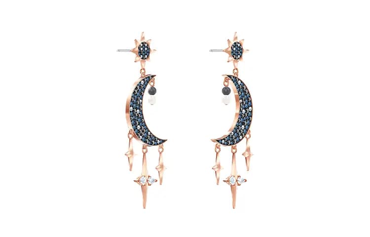 Swarovski SYMBOL Crystal Pearl Earrings Women's Blue 2