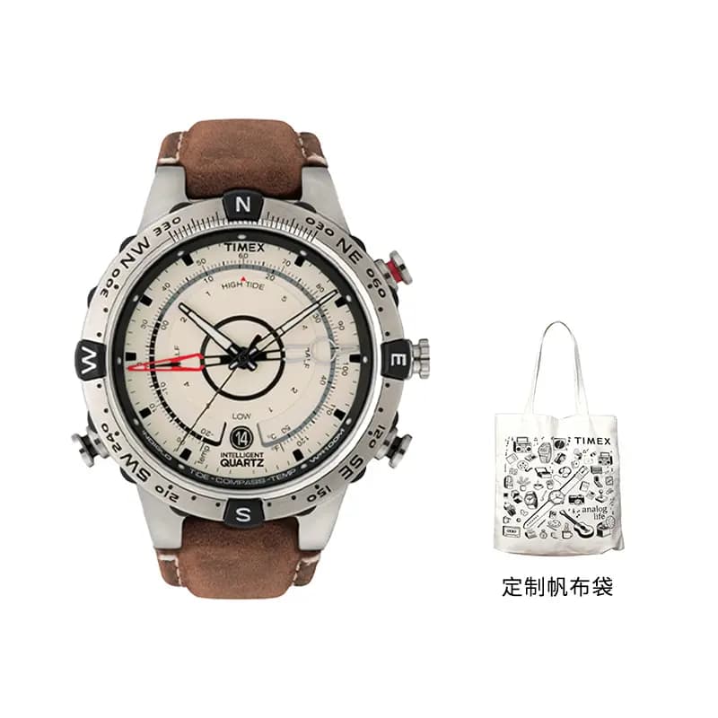 TIMEX Expedition Collection Adventurer Wrist Watch Quartz Movement Leather Strap 45mm White Dial Men's Watches