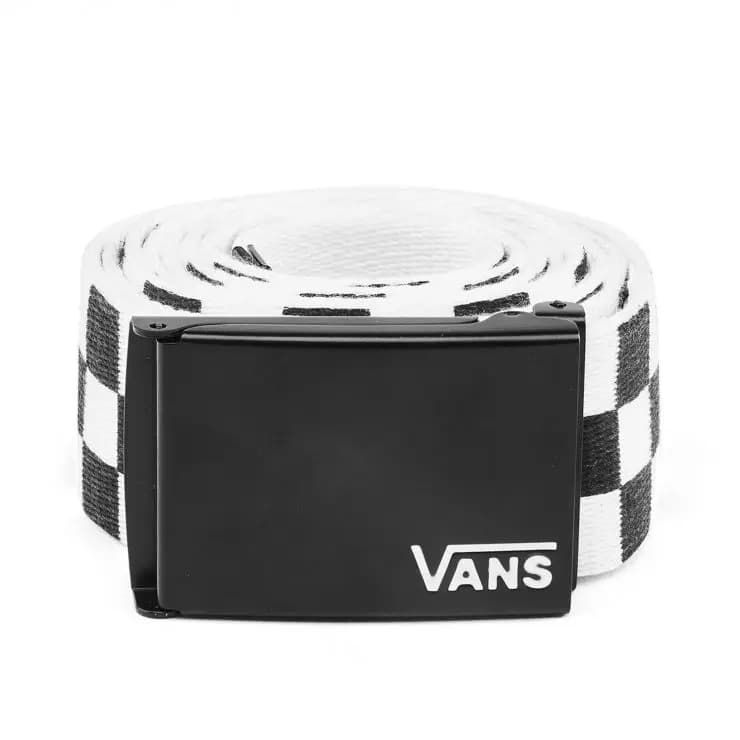 Vans Leather Belts Men Black White Plaid
