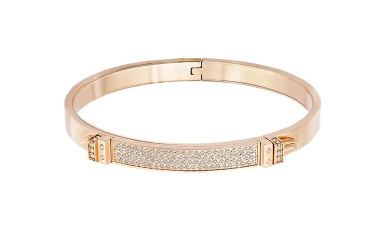 Swarovski Gümüş örtüklü Bilərzik Çəhrayı Qızılı