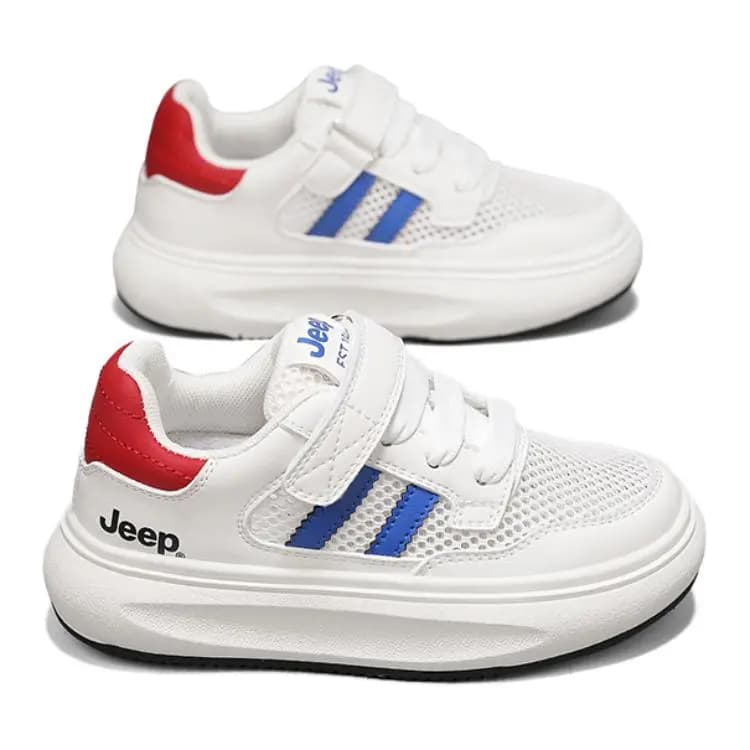 Jeep Breathable Lightweight Low-Top Kids' Skateboarding Shoes White Blue Kids' 4
