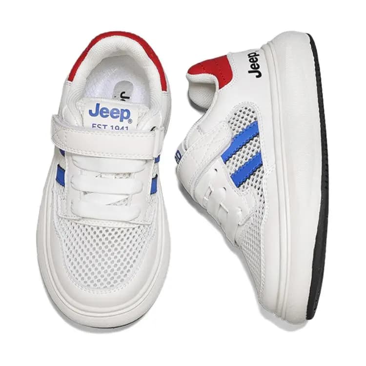 Jeep Breathable Lightweight Low-Top Kids' Skateboarding Shoes White Blue Kids' 5