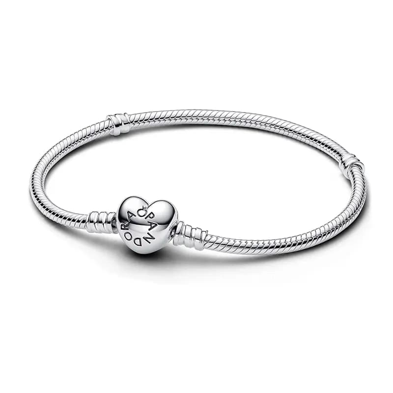 Pandora Moments Heart Clasp Snake Chain Bilərzik Gümüş