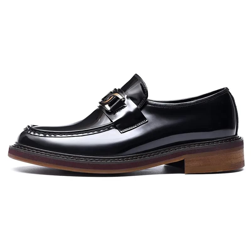 ASTON M.JAZZ Top Layer Leather Genuine Leather Glossy Burnished British Style Thick Sole Dress Shoes Men's