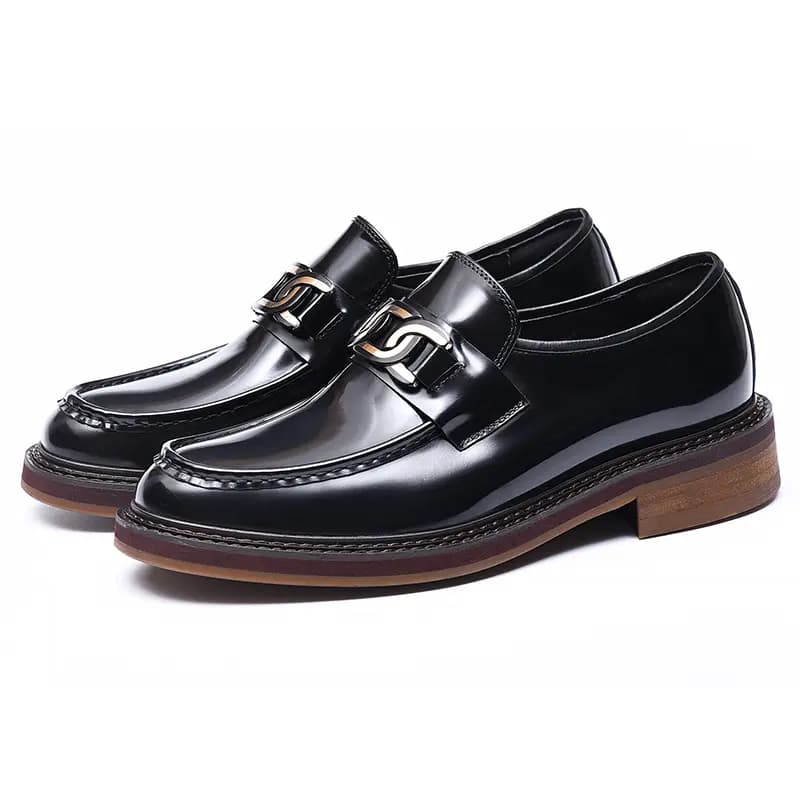 ASTON M.JAZZ Top Layer Leather Genuine Leather Glossy Burnished British Style Thick Sole Dress Shoes Men's 3