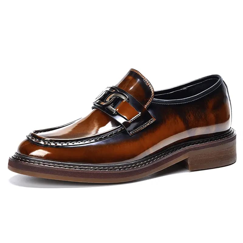 ASTON M.JAZZ Top Layer Leather Genuine Leather Glossy Burnished British Style Thick Sole Dress Shoes Men's 8