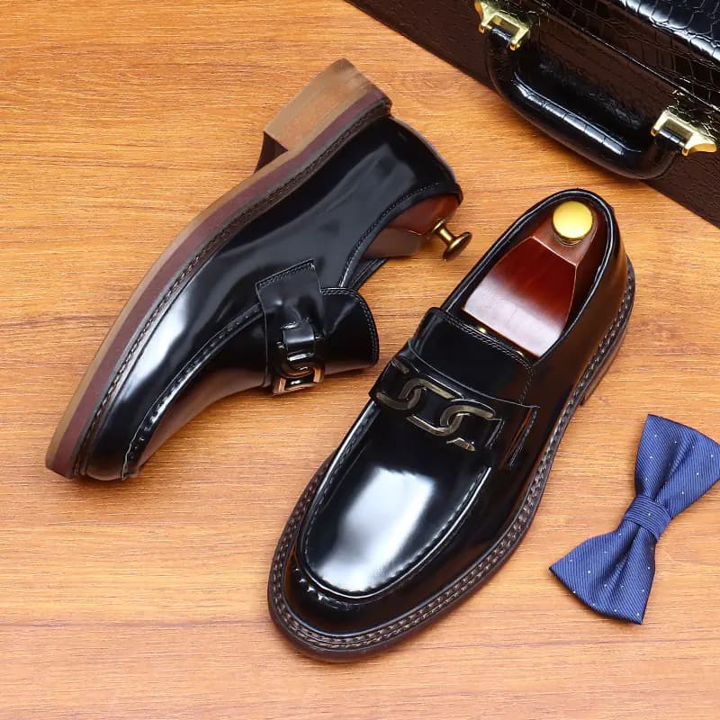 ASTON M.JAZZ Top Layer Leather Genuine Leather Glossy Burnished British Style Thick Sole Dress Shoes Men's 6