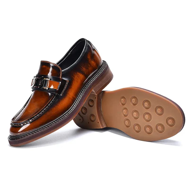 ASTON M.JAZZ Top Layer Leather Genuine Leather Glossy Burnished British Style Thick Sole Dress Shoes Men's 12