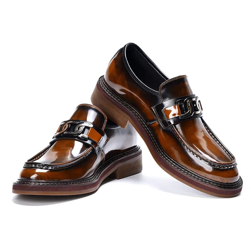 ASTON M.JAZZ Top Layer Leather Genuine Leather Glossy Burnished British Style Thick Sole Dress Shoes Men's 10