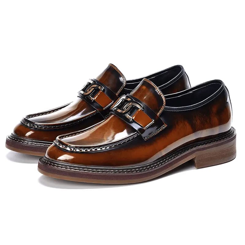 ASTON M.JAZZ Top Layer Leather Genuine Leather Glossy Burnished British Style Thick Sole Dress Shoes Men's 9