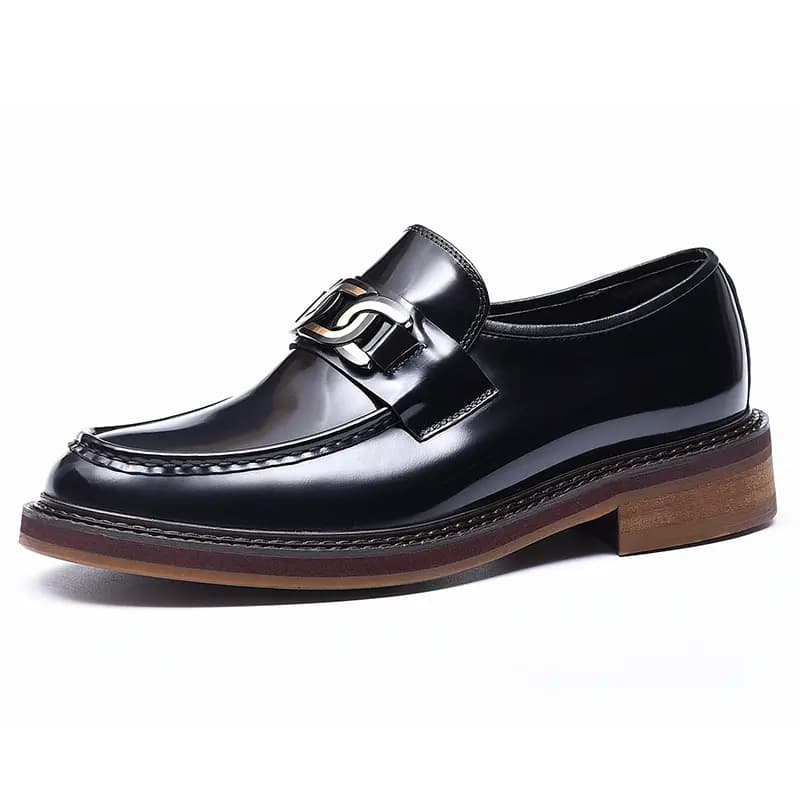 ASTON M.JAZZ Top Layer Leather Genuine Leather Glossy Burnished British Style Thick Sole Dress Shoes Men's 2