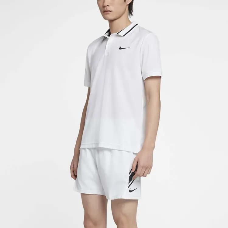 Nike Court Dri-FIT Black Collar Polo Shirt Men's White 3