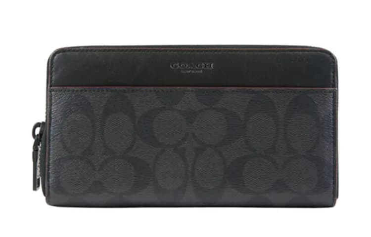 COACH Accordion Dəri Pulqabı Kişi Boz/Qara