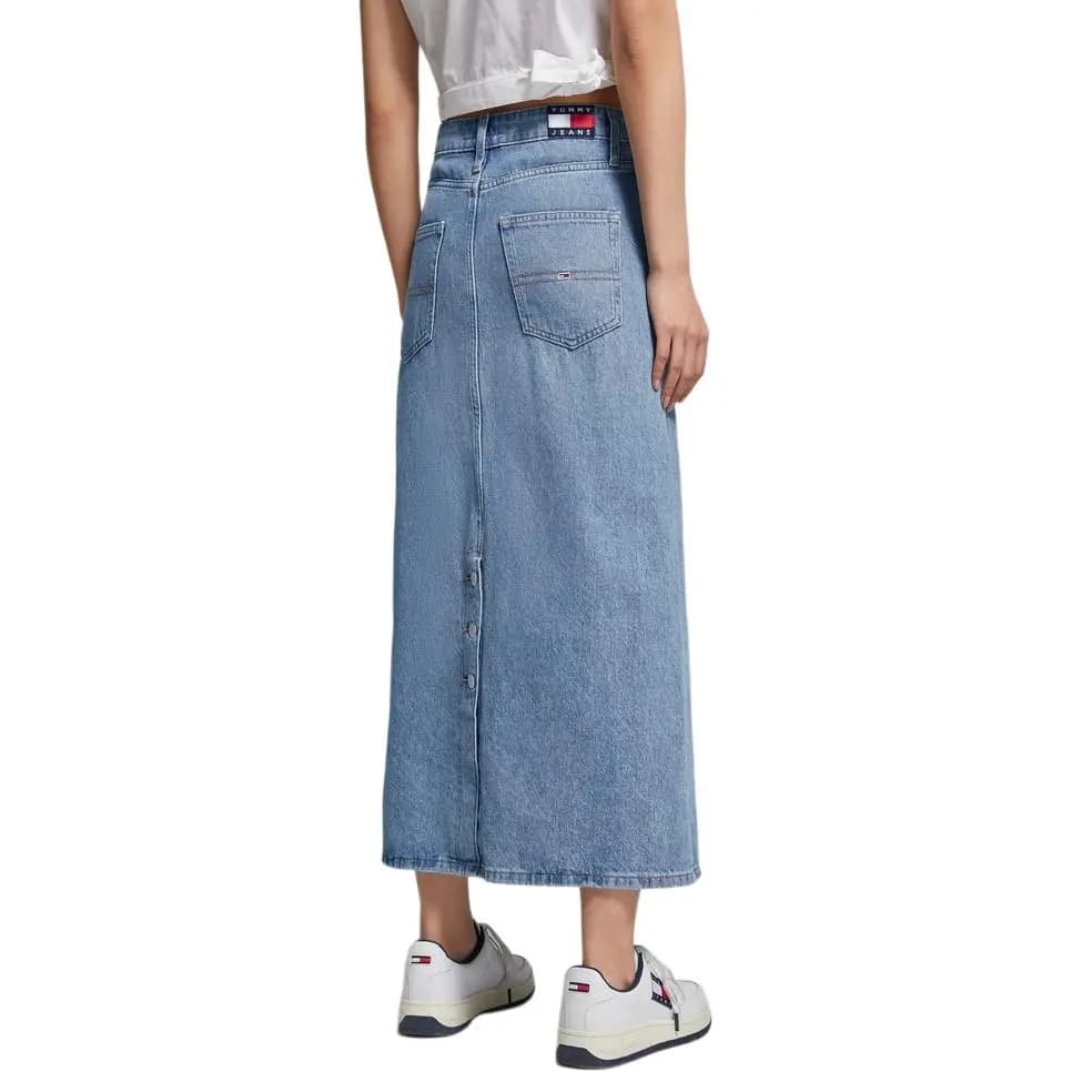 Tommy Hilfiger Qadın Denim Uzun Ətək Mavi 4