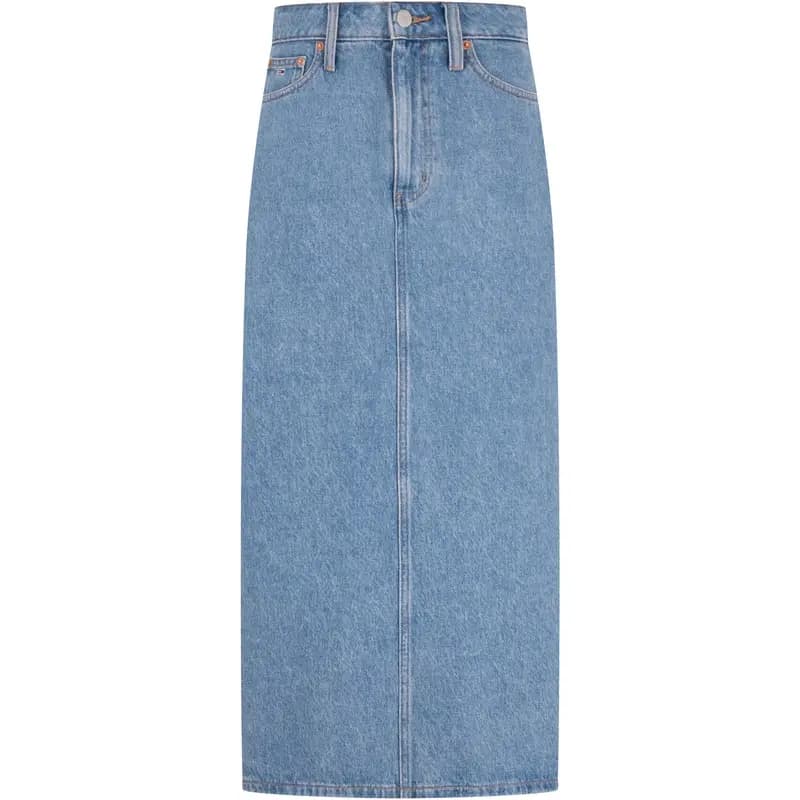 Tommy Hilfiger Qadın Denim Uzun Ətək Mavi