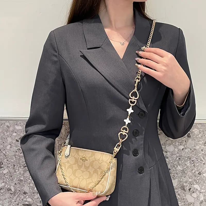 Metal Crossbody Chain Accessories Coach Underarm Shoulder Strap Sold Separately Bag Strap Women's Gold Tone/White 5
