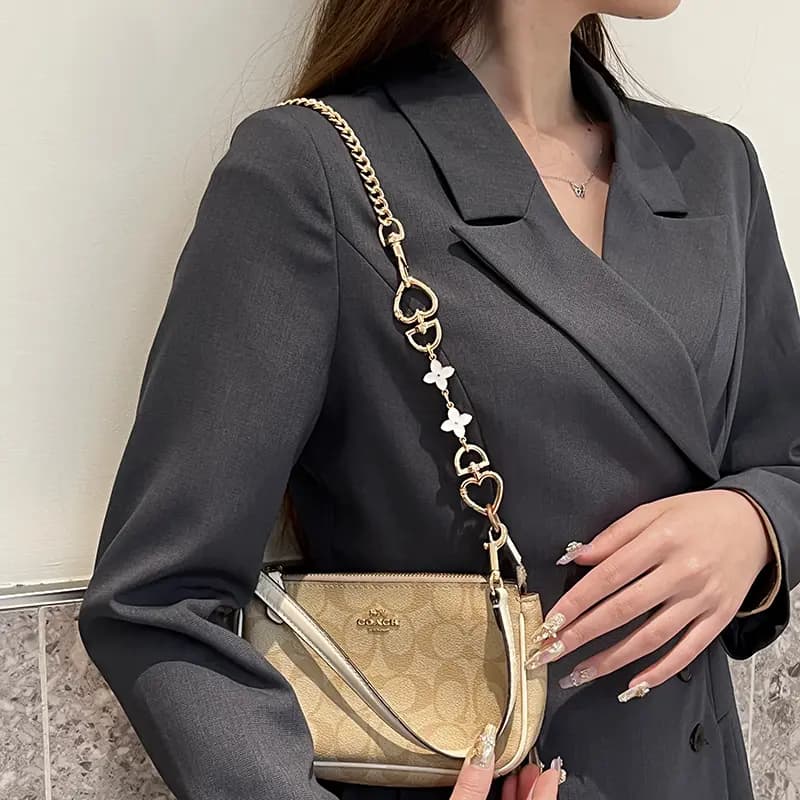 Metal Crossbody Chain Accessories Coach Underarm Shoulder Strap Sold Separately Bag Strap Women's Gold Tone/White 3