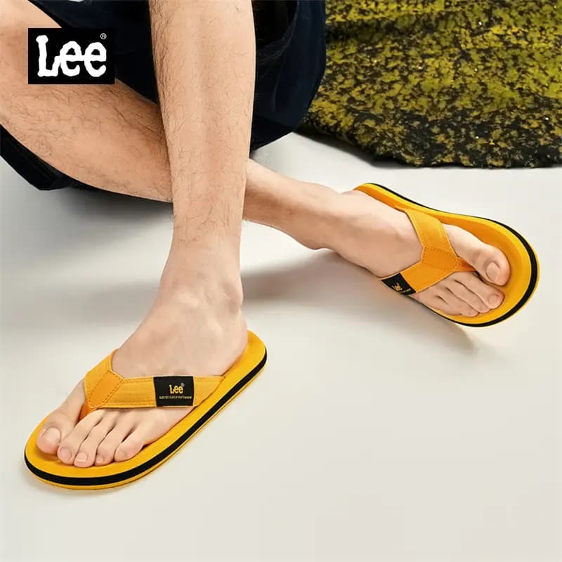 Lee Rubber Sole Stitching Odor Resistant Abrasion Resistant Slip Resistant Quick Drying Flip Flops Men's Black 27