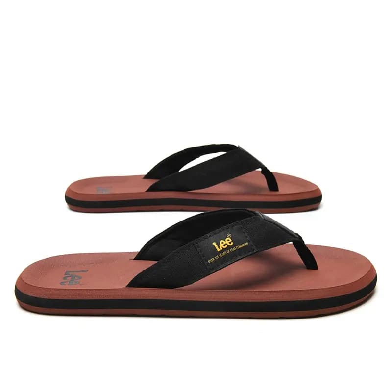 Lee Rubber Sole Stitching Odor Resistant Abrasion Resistant Slip Resistant Quick Drying Flip Flops Men's Black 3