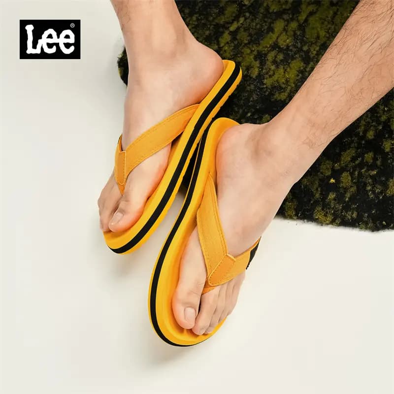 Lee Rubber Sole Stitching Odor Resistant Abrasion Resistant Slip Resistant Quick Drying Flip Flops Men's Black 26