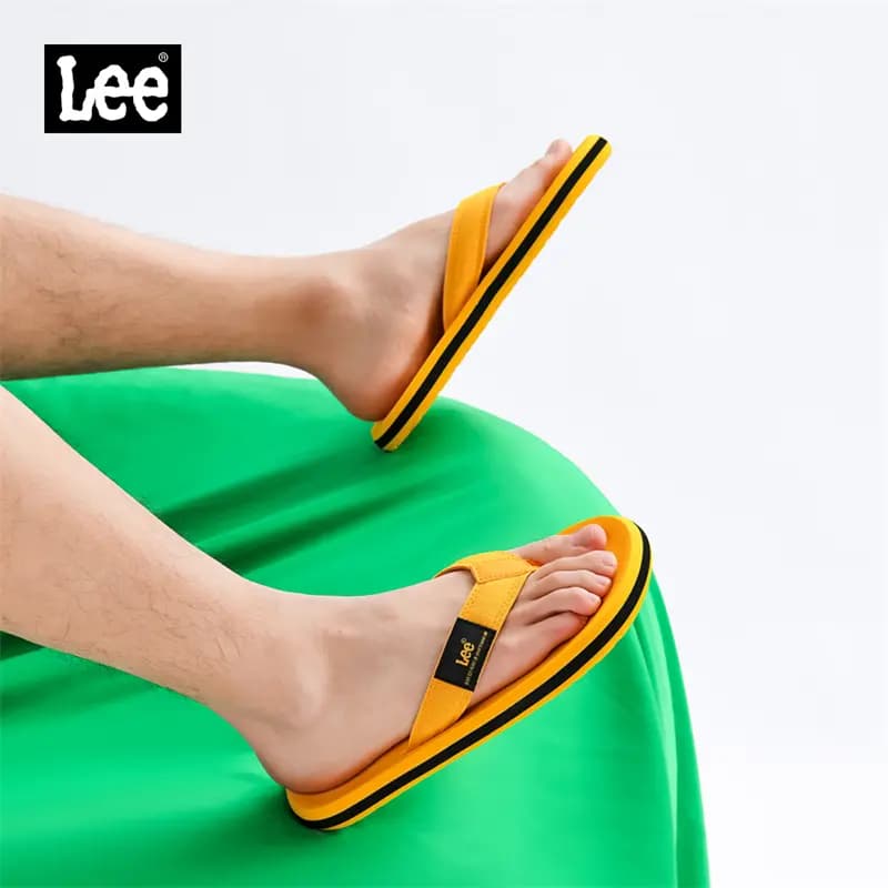 Lee Rubber Sole Stitching Odor Resistant Abrasion Resistant Slip Resistant Quick Drying Flip Flops Men's Black 30