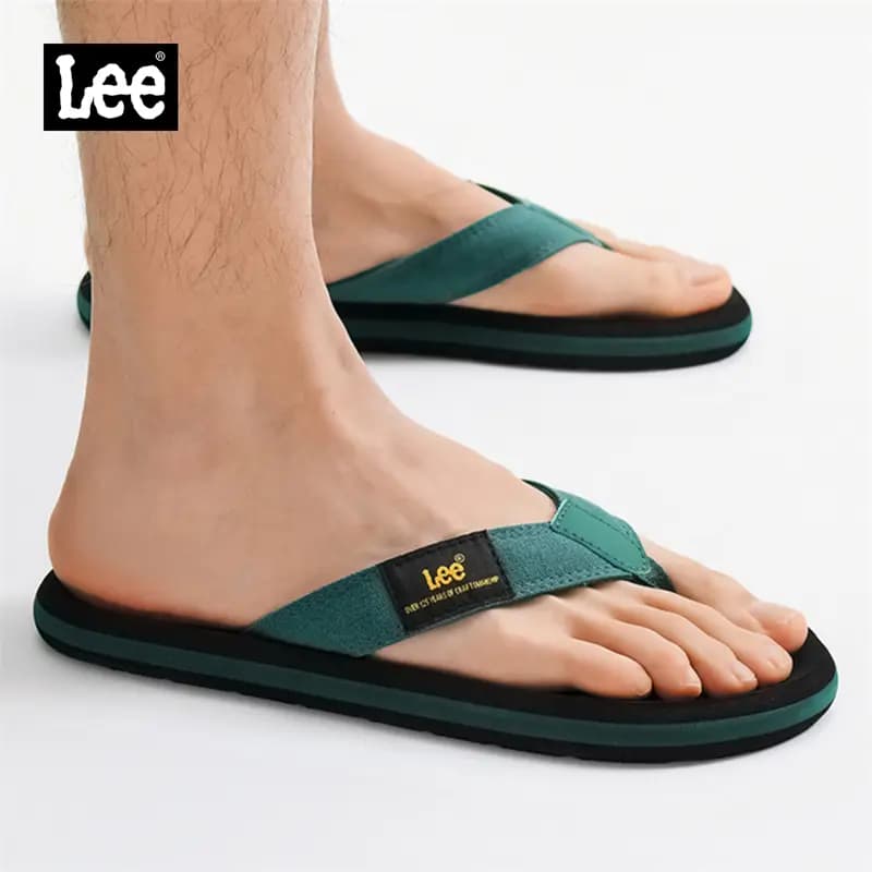 Lee Rubber Sole Stitching Odor Resistant Abrasion Resistant Slip Resistant Quick Drying Flip Flops Men's Black 19