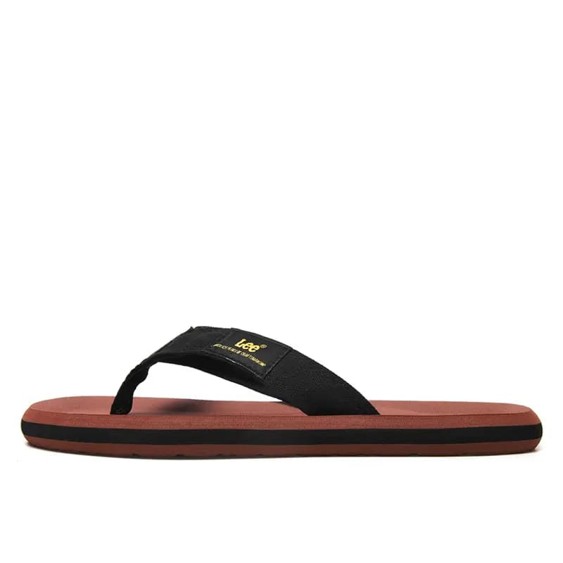 Lee Rubber Sole Stitching Odor Resistant Abrasion Resistant Slip Resistant Quick Drying Flip Flops Men's Black 2