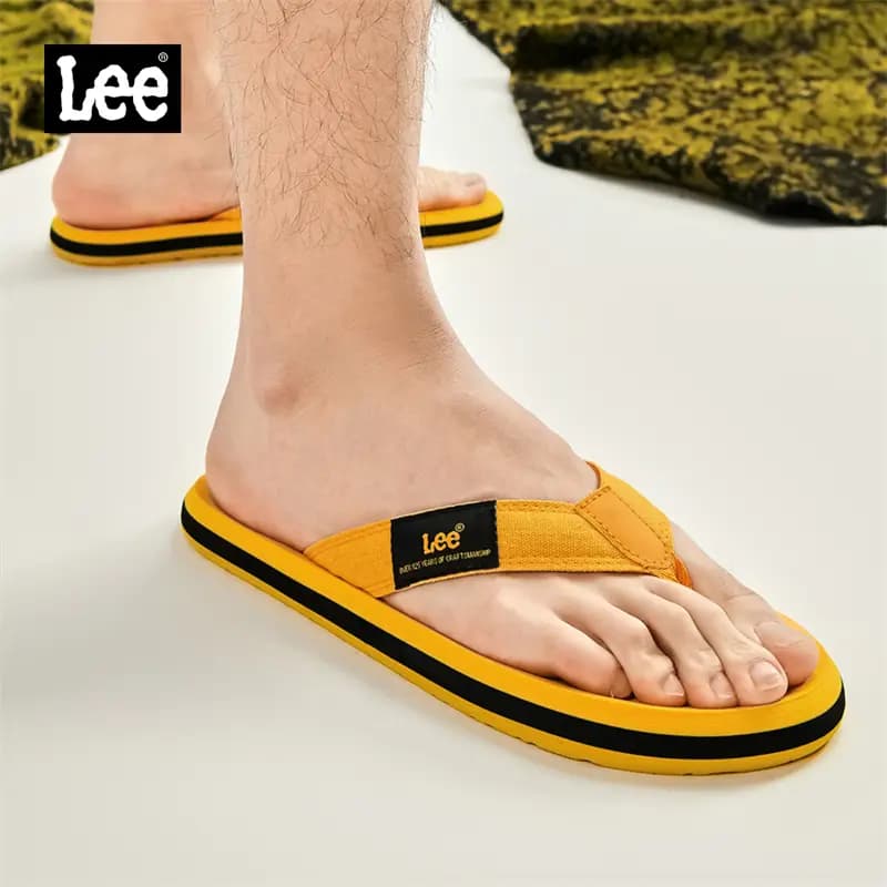 Lee Rubber Sole Stitching Odor Resistant Abrasion Resistant Slip Resistant Quick Drying Flip Flops Men's Black 28