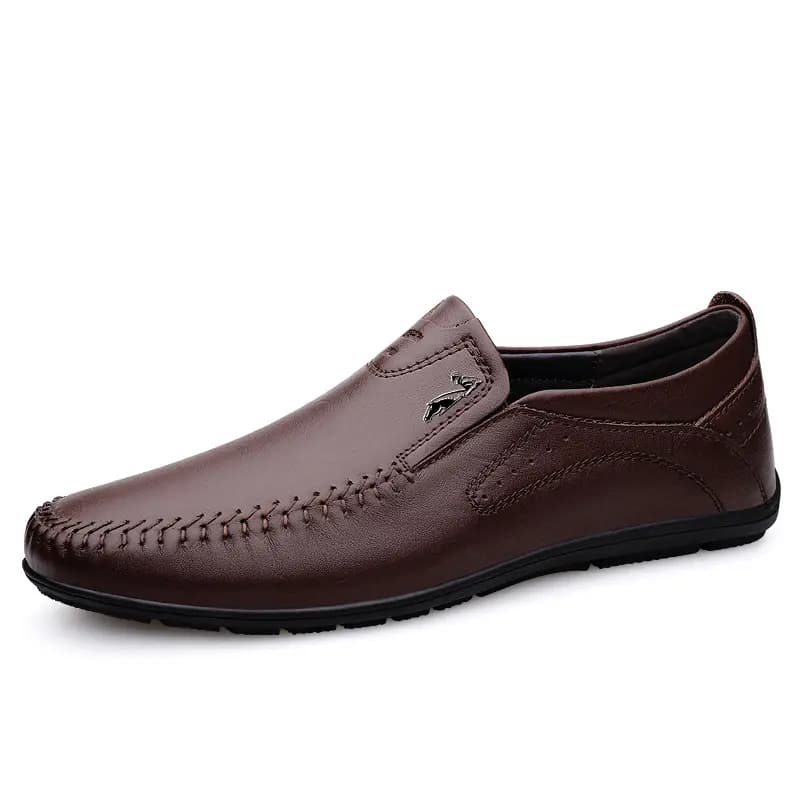 British Knight Genuine Leather Classic Versatile Slip-On Soft Comfortable Anti-Slip Commute Trendy Fashionable Young Casual Loafers Men's Black 11