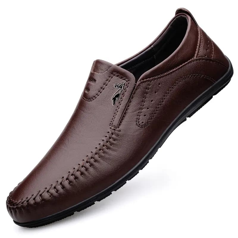 British Knight Genuine Leather Classic Versatile Slip-On Soft Comfortable Anti-Slip Commute Trendy Fashionable Young Casual Loafers Men's Black 12