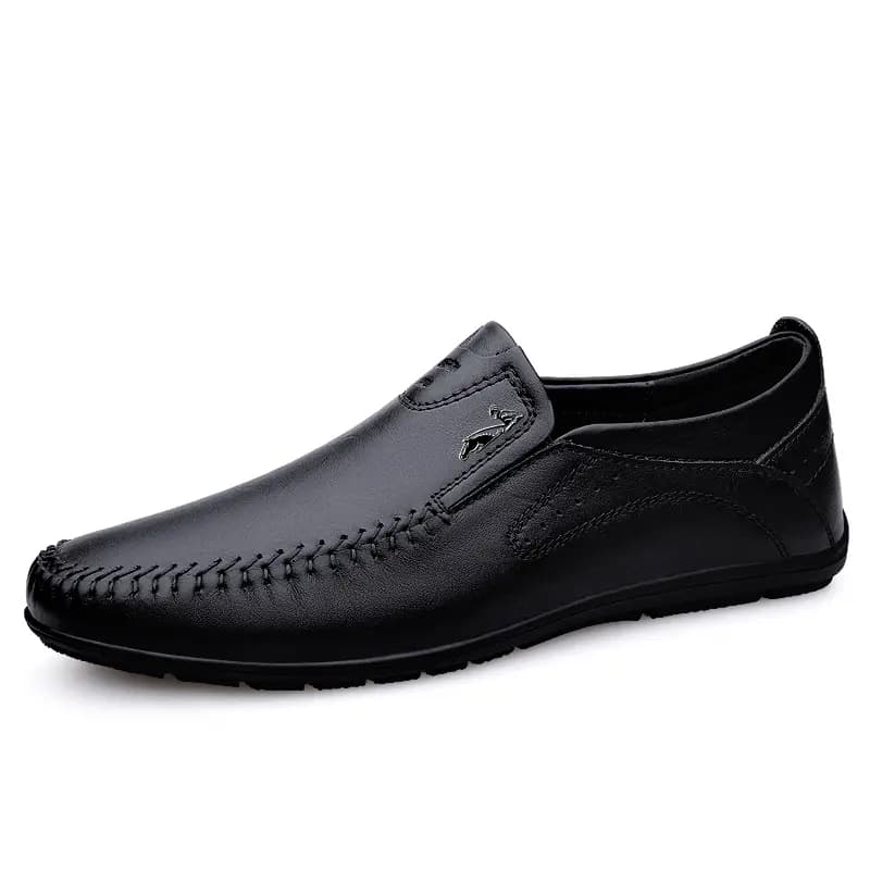 British Knight Genuine Leather Classic Versatile Slip-On Soft Comfortable Anti-Slip Commute Trendy Fashionable Young Casual Loafers Men's Black 2